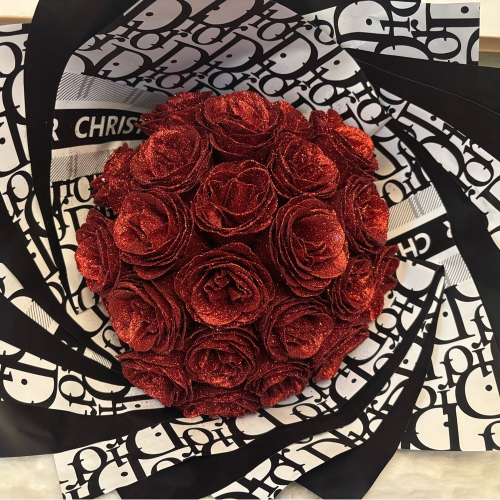 Sparkling Ribbon Red Rose Arrangement 24 ct